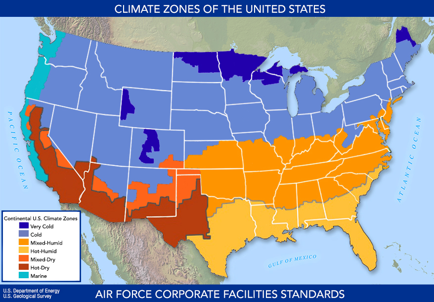 Department of Energy U.S. Climate regions map